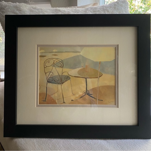 Black Framed Art~14X16 “Seaside Chair” Dbl Mat Fine Print By Art In Motion - Picture 4 of 5